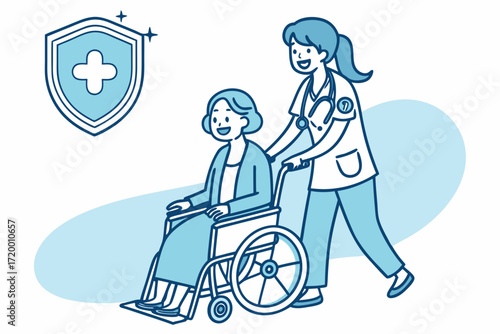 Human Support Vector with Medical Protection Icon