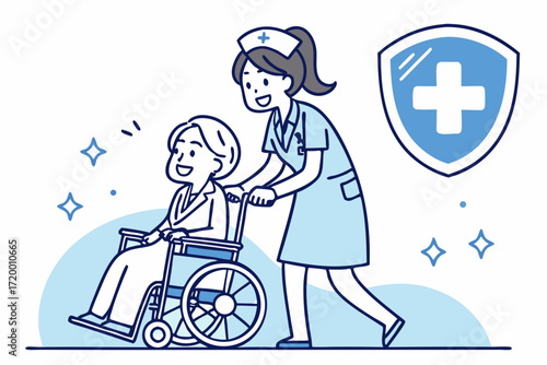 Elderly Assistance Scene Vector Illustration
