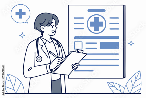 Professional Doctor Holding Clipboard Vector Illustration
