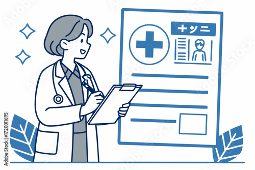 Health Record Vector with Doctor and Stethoscope