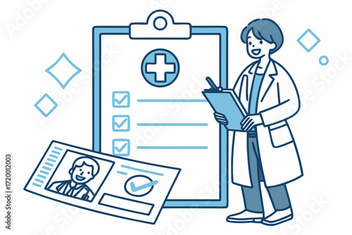Medical Profile Vector Illustration with Card and Chart