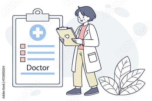 Hospital Documentation Vector Illustration with Doctor