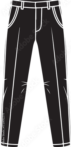 Black silhouette of men's trousers with white outline pants clothing