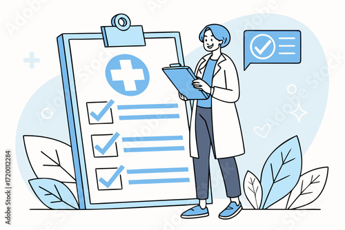 Clinical Data Vector with Doctor Illustration