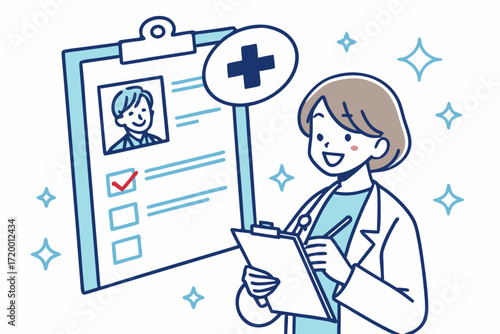 Hospital Chart Vector Illustration with Doctor Figure