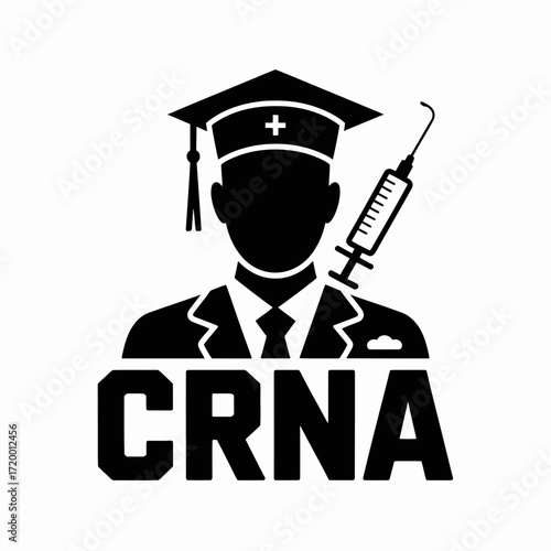 Crna graduation symbol with syringe and cap
