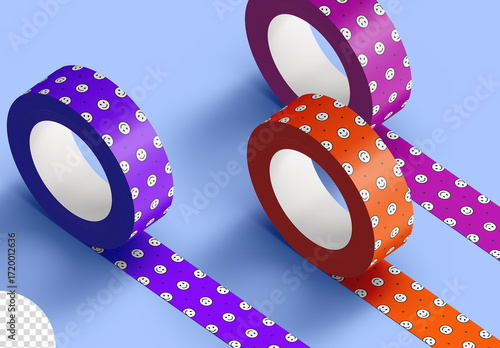 Stationery Washi Tape Rolls Mockup Isolated