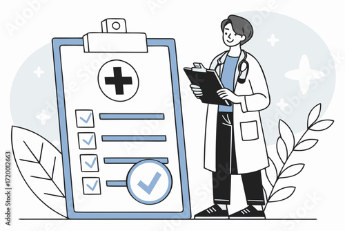 Health Document Illustration with Flat Design Doctor