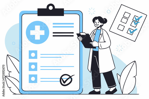 Digital Healthcare Vector with Report and Card