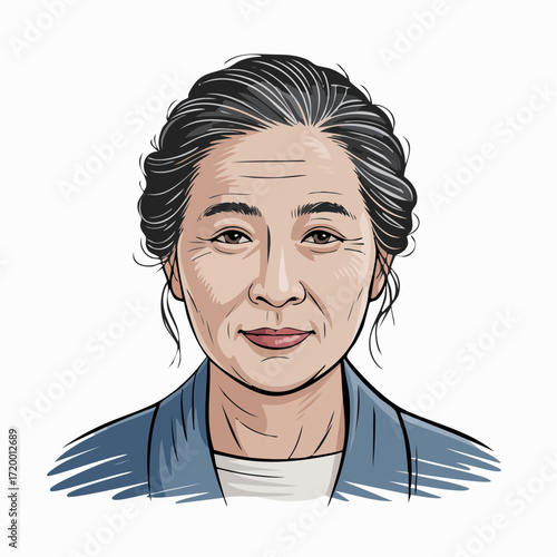 heartfelt elder’s gaze – delicate pencil sketch portrait for sentimental greeting cards & gift wrap
