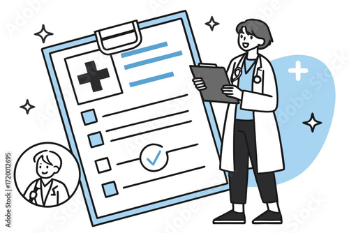 Hospital Paperwork Vector with Professional Character