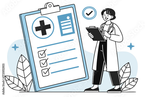 Medical Information Vector with Professional Worker