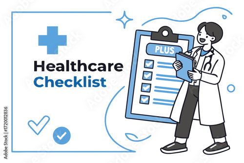 Patient Record Illustration with Doctor Character
