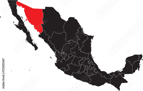 Sonora Region on Mexico Map