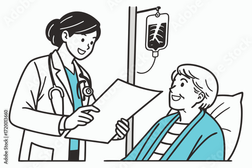 Patient and Doctor Vector Illustration with Diagnosis Scene