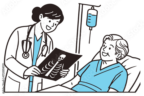 Medical Diagnosis Vector with Doctor in Scrubs