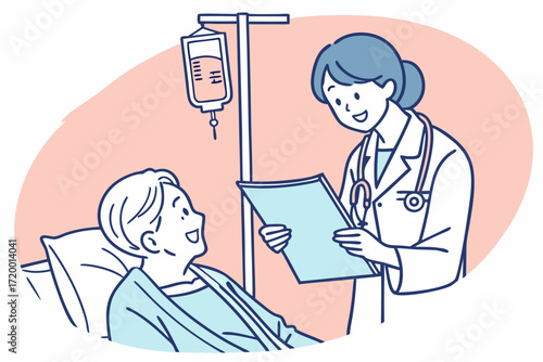 Flat Vector Doctor Holding X-Ray for Patient Checkup