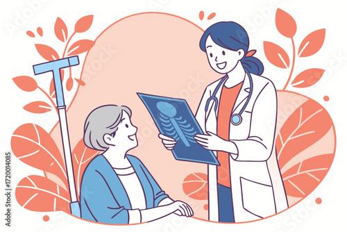 Elderly Care Vector with Medical Diagnosis Illustration