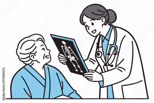Healthcare Vector with IV Stand and X-Ray Report