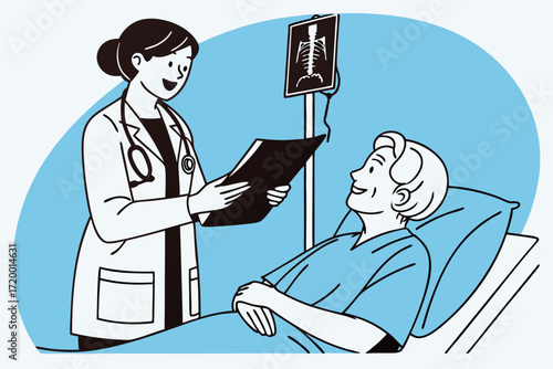 Medical Imaging Vector with Senior Patient and Nurse