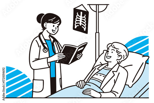 Doctor Looking at X-Ray Vector Illustration