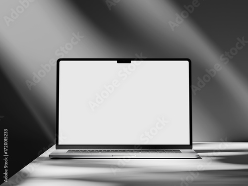 Modern laptop screen mockup for showcasing website design in a clean setting.
