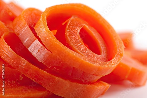 Close Up Carrot Slices Fresh Bright Orange Vegetarian Food