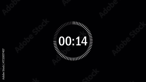 20 seconds countdown timer animation from 20 seconds to 0 seconds with alpha channel, twenty  seconds countdown timer on a transparent background.