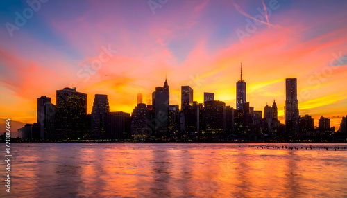 City Skyline Silhouette at Sunset
