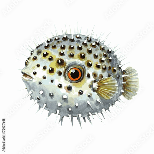 Poison Pigment Fugu (Pufferfish) isolated watercolor vector illustration svg
