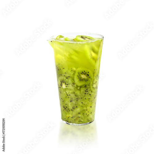 Refreshing isolated kiwi fruit iced tea, summer juice drinks