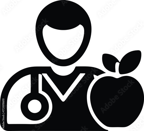 Online nutritionist vector icon.
