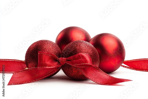 Red Christmas Ornaments with Satin Ribbon Decorative Holiday Decor