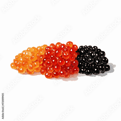 Gilded Pearls Almas Caviar isolated watercolor vector illustration svg