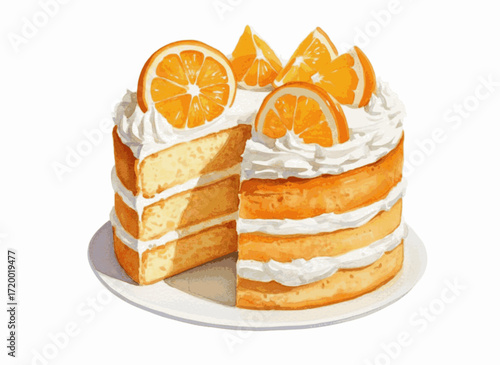 Orange Bloom Orange Cake isolated watercolor vector illustration svg