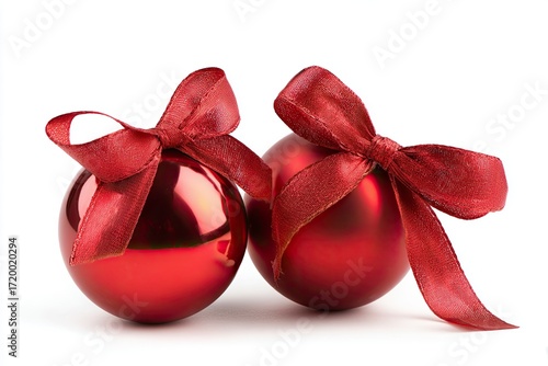 Red Christmas Ornaments with Satin Ribbons Decorative Holiday Decorations