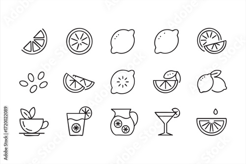 Citrus fruit and refreshing cocktail symbols for summer drink branding