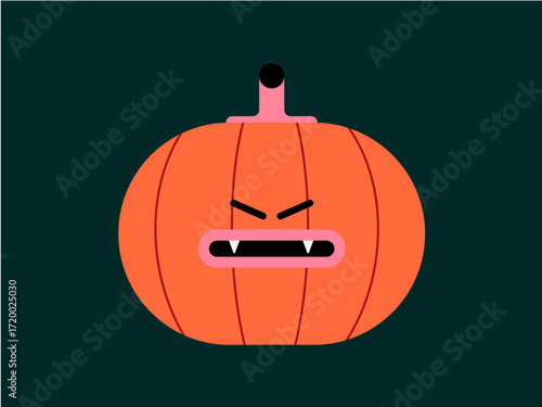 Halloween Pumpkin Illustration. Spooky Jack-o’-Lantern Drawing. Creepy Pumpkin Halloween Art. 