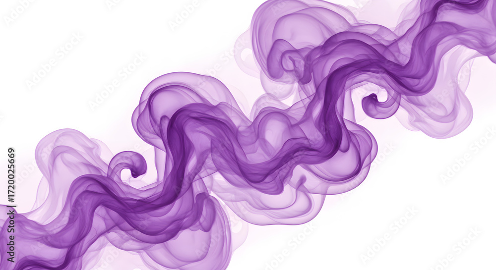 Fototapeta premium Vibrant Purple Smoke Swirls on White Background