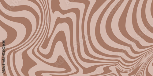 Abstract background pattern with mocha coffee waves. Psychedelic groovy trippy y2k retro seamless pattern in brow and beige colors. Wavy and swirled brush strokes .vector eps 10
