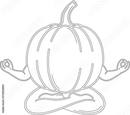 Meditating pumpkin in lotus position for fall wellness art