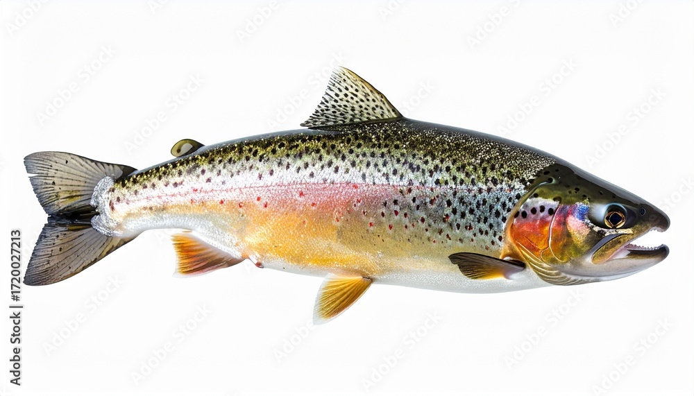 Obraz premium Trout fish isolated on white background high quality realistic 