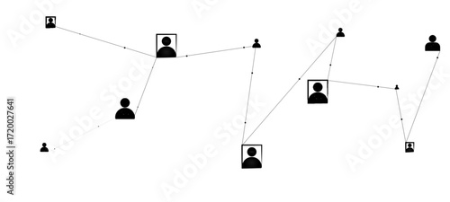 Network background. Connections with points, lines, and people icons. Vector technology background abstract floral backgroundblack and white background