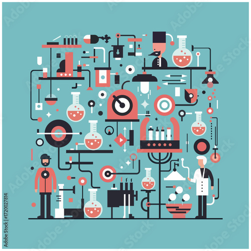 Abstract Illustration of a Mad Scientist's Laboratory