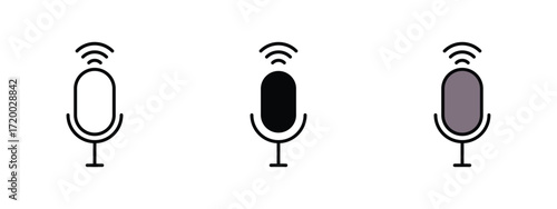 Set of pixel perfect colored Voice Control icon, 1 Silhouette, 1 Unexpanded, Voice control icon symbolizing audio commands and AI systems.