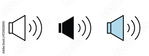 Set of pixel perfect colored Volume icon, 1 Silhouette, 1 Unexpanded, Volume icon symbolizing adjustable audio levels.