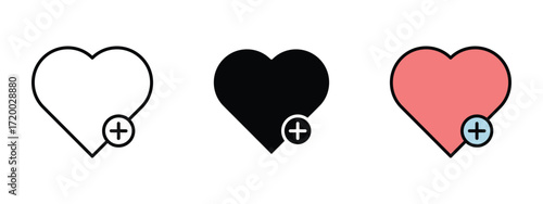 Set of pixel perfect colored Wishlist icon, 1 Silhouette, 1 Unexpanded, Wishlist icon representing saved favorite items in shopping apps.