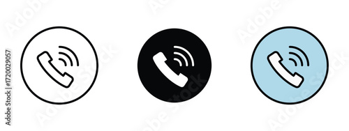 Set of pixel perfect colored Call icon, 1 Silhouette, 1 Unexpanded, Call icon representing a phone handset for communication and contact.
