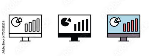 Set of pixel perfect colored Dashboard icon, 1 Silhouette, 1 Unexpanded, Dashboard icon symbolizing data overview, analytics, and control panel.