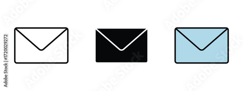 Set of pixel perfect colored Email icon, 1 Silhouette, 1 Unexpanded, Email icon symbolizing an envelope for digital messaging.